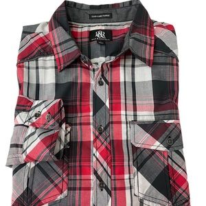 Rock & Republic Mens Plaid Shirt Size L Long Sleeve Multicolor Button Up Collar